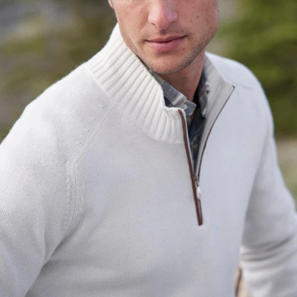 Heren kasjmier coltrui met rits, warm en comfortabel voor herfst/winter. Gebreide herentrui, elegant & stijlvol.