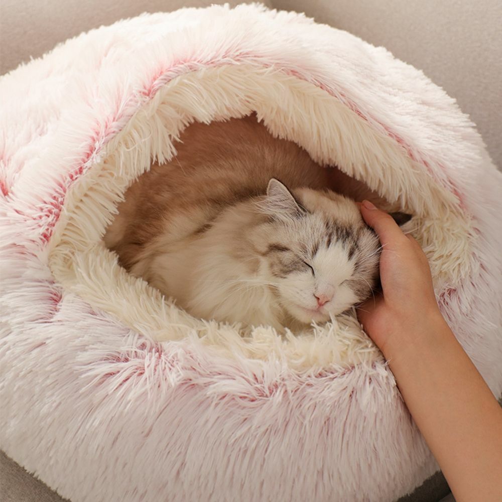 Pluchen huisdier slaapmand, creëert een geborgen en veilige cocon voor katten.