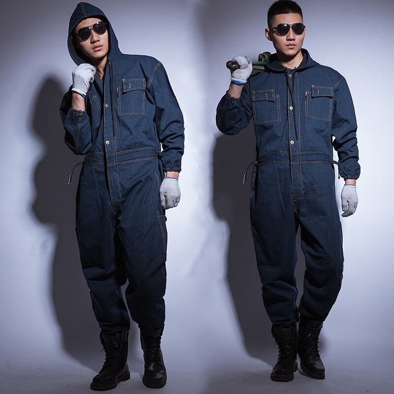 Praktische unisex spijkeroverall in donkerblauw, perfect voor werkkleding die comfort en maximale bescherming biedt.