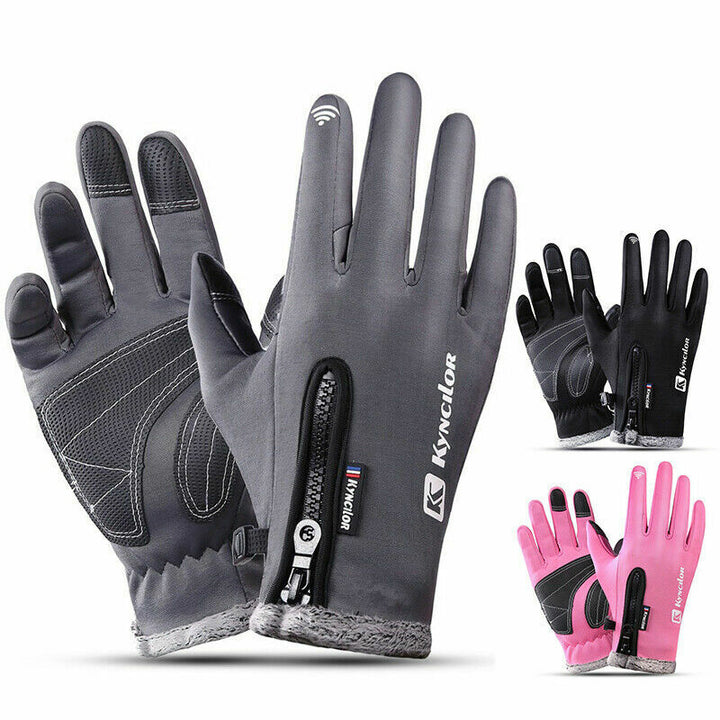 Uniseks waterdichte touchscreen handschoenen voor winter en sport, ideaal voor buitenactiviteiten zoals fietsen en skiën.