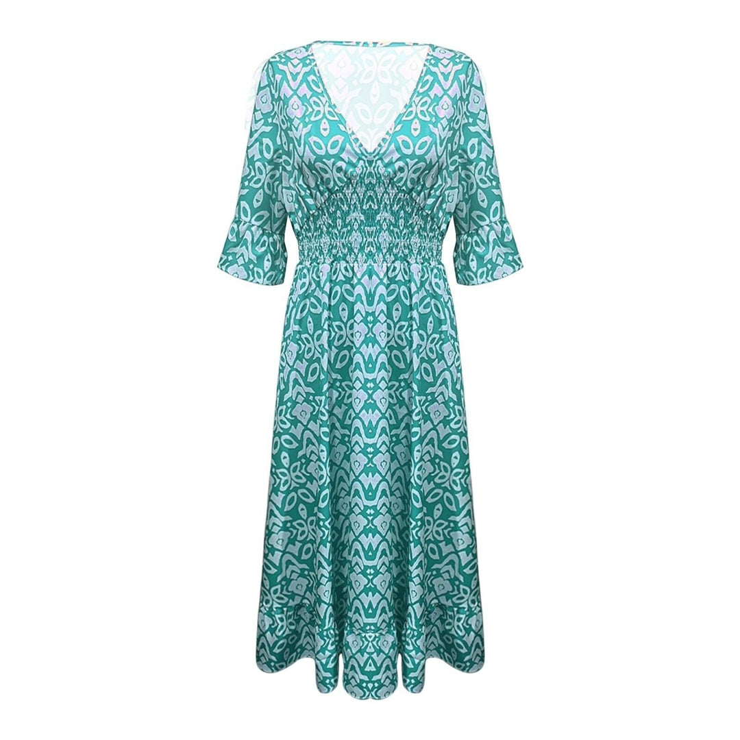Zwierige lange bloemenjurk Liora voor dames, met V-hals, modieus en comfortabel voor elke beweging.