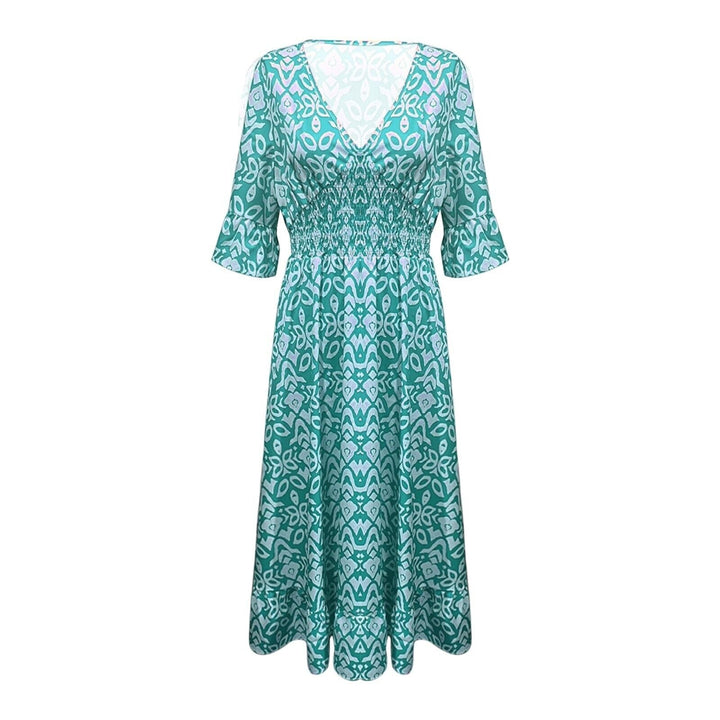 Zwierige lange bloemenjurk Liora voor dames, met V-hals, modieus en comfortabel voor elke beweging.