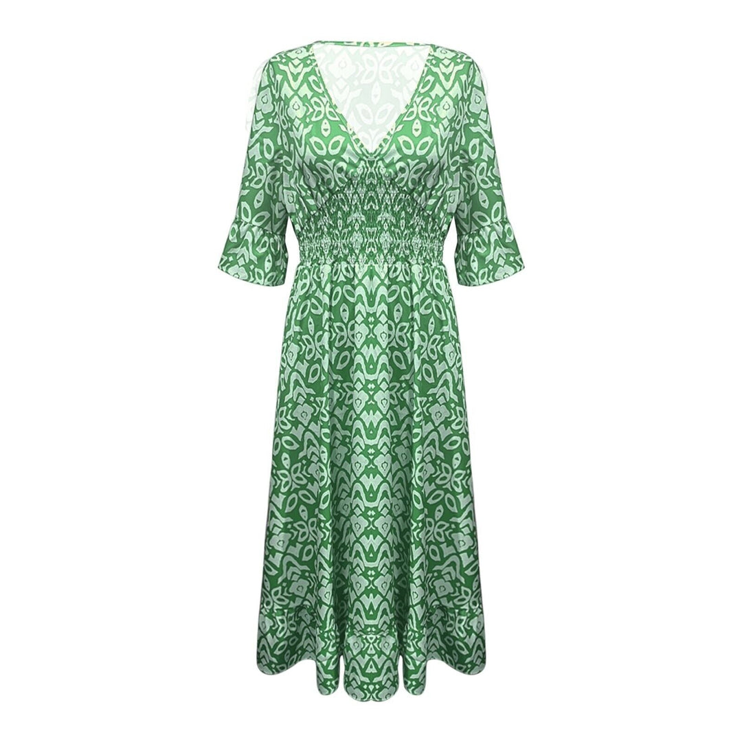 Veelzijdige dames lange bloemenjurk Liora met V-hals, casual en feestelijk, comfortabel polyester.