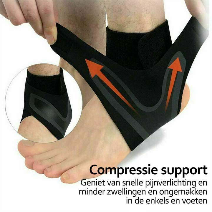 Gedetailleerde weergave van de verstelbare banden van de FlexiGuard enkelbrace voor een perfecte pasvorm.