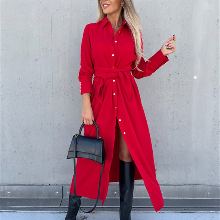 Lange mouwen maxi jurk in tijdloze stijl, geschikt voor elke damesgarderobe.