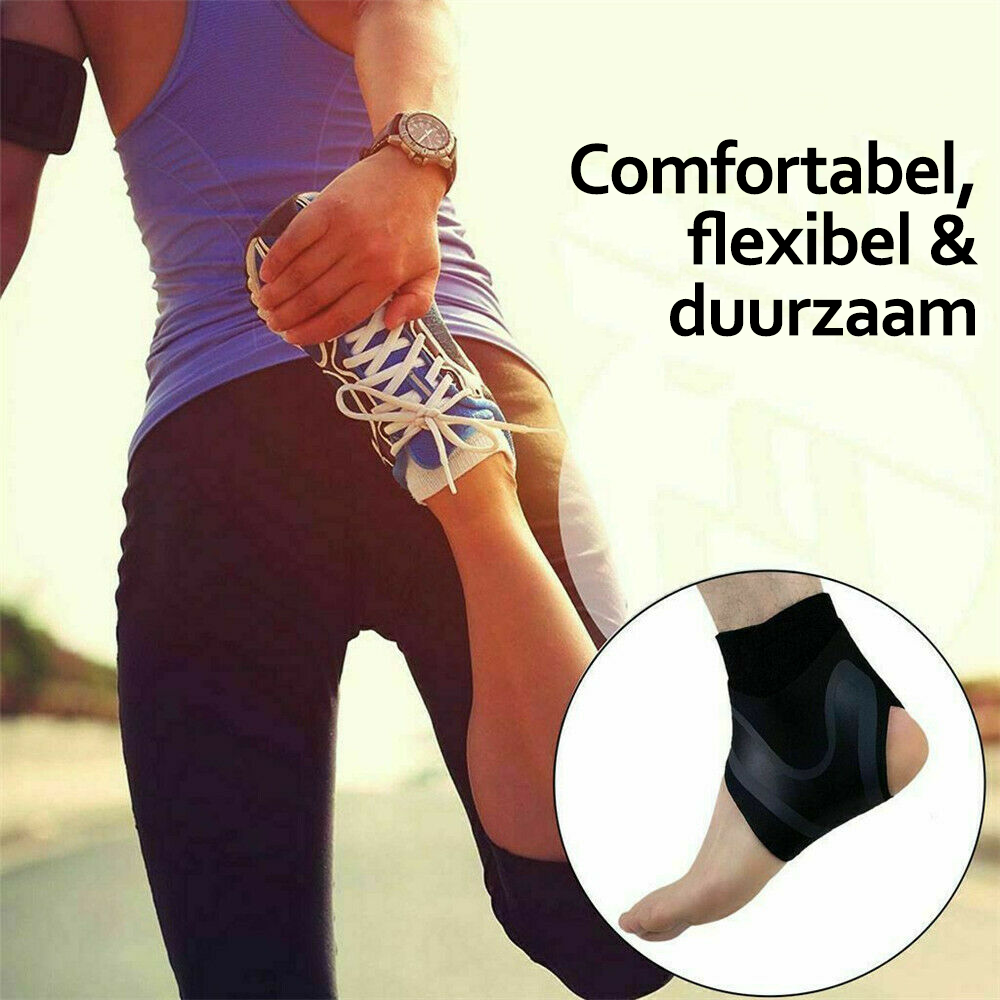 Zachte, ademende FlexiGuard enkelbrace, biedt maximale comfort voor dagelijkse activiteiten en pijnverlichting.