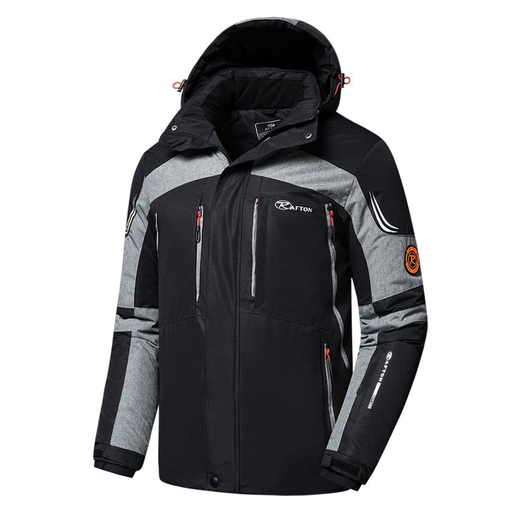 Heren skiwinterjas met capuchon, warm en waterafstotend, ideaal voor skiën en buitensport in de winter.