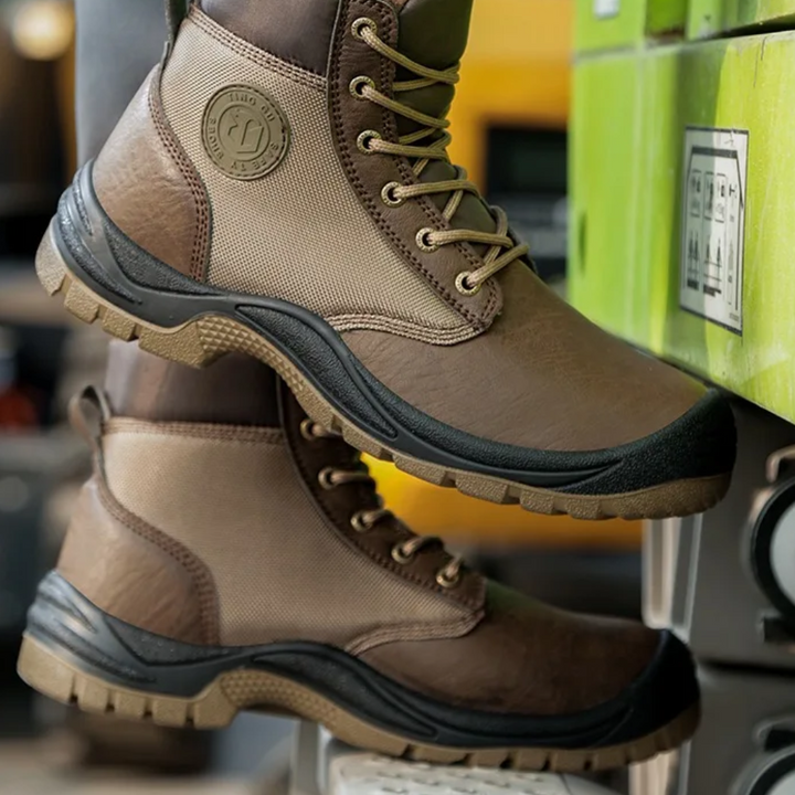 Hoogwaardige SafeStep Pro heren veiligheidslaarzen met ergonomische pasvorm en schokabsorberende demping.