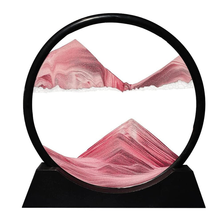 Unieke glazen zandloper kunst, dynamische decoratie voor een rustige ambiance.