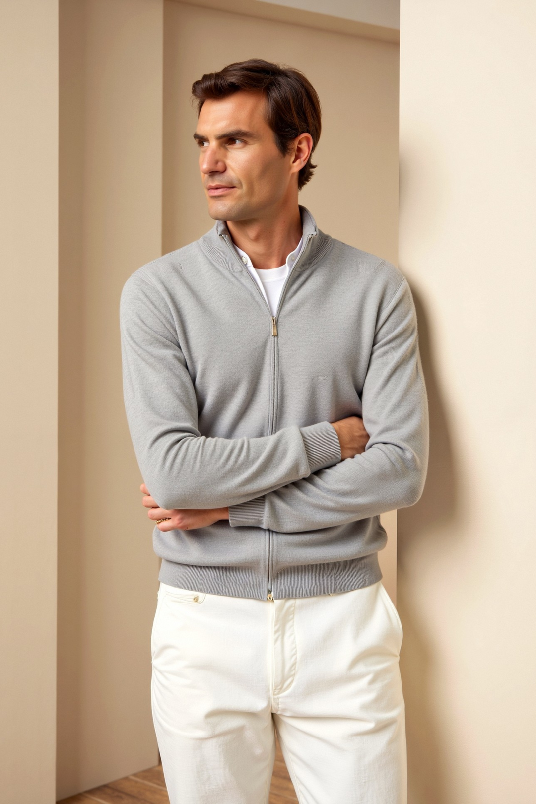 Elegant slim-fit heren vest met rits, veelzijdig voor casual en formele outfits in zomer of winter.