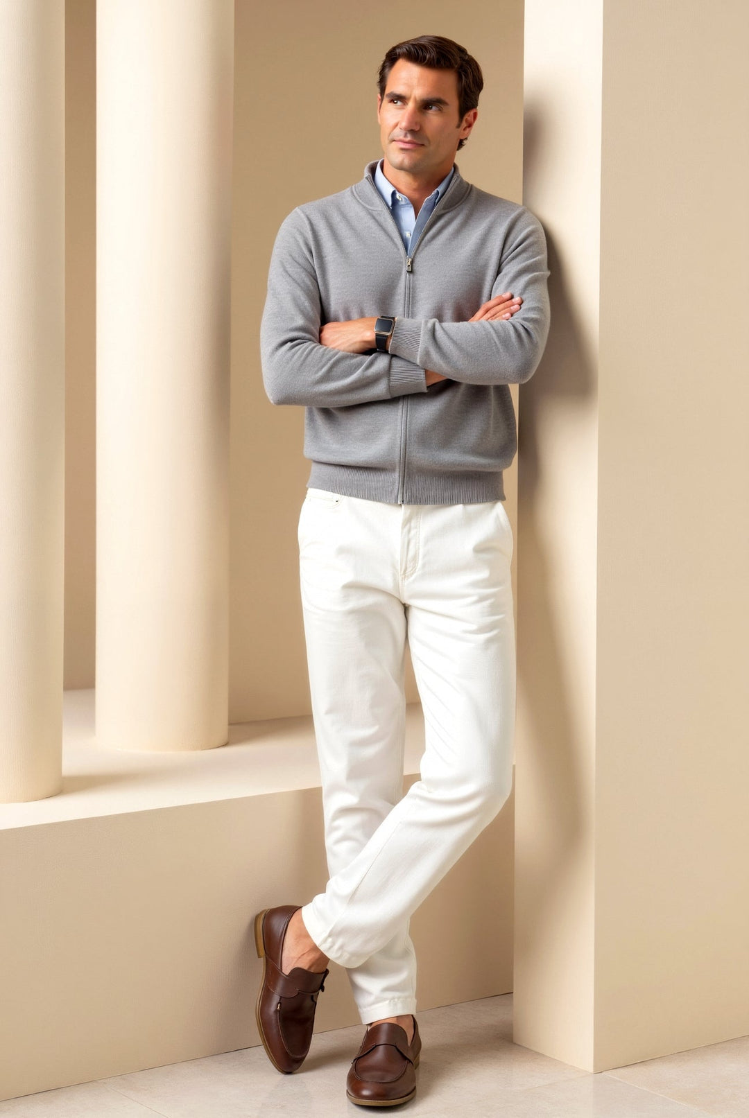 Trendy slim-fit herenvest met ritssluiting, perfect voor een elegante en ontspannen stijl, zomer en winter geschikt.