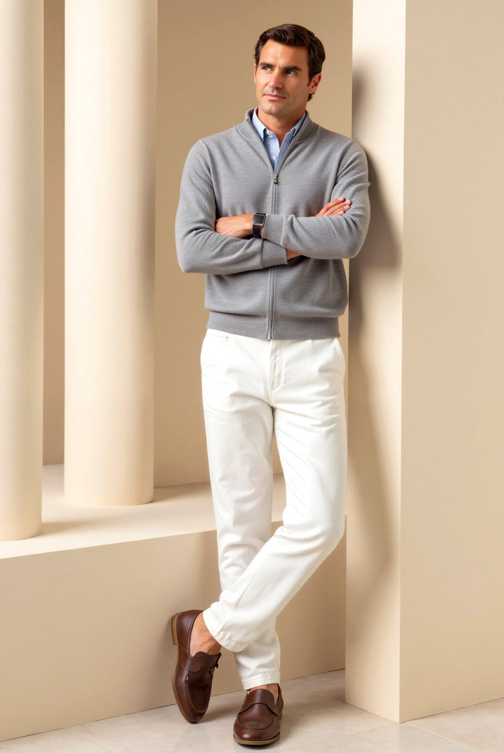 Trendy slim-fit herenvest met ritssluiting, perfect voor een elegante en ontspannen stijl, zomer en winter geschikt.