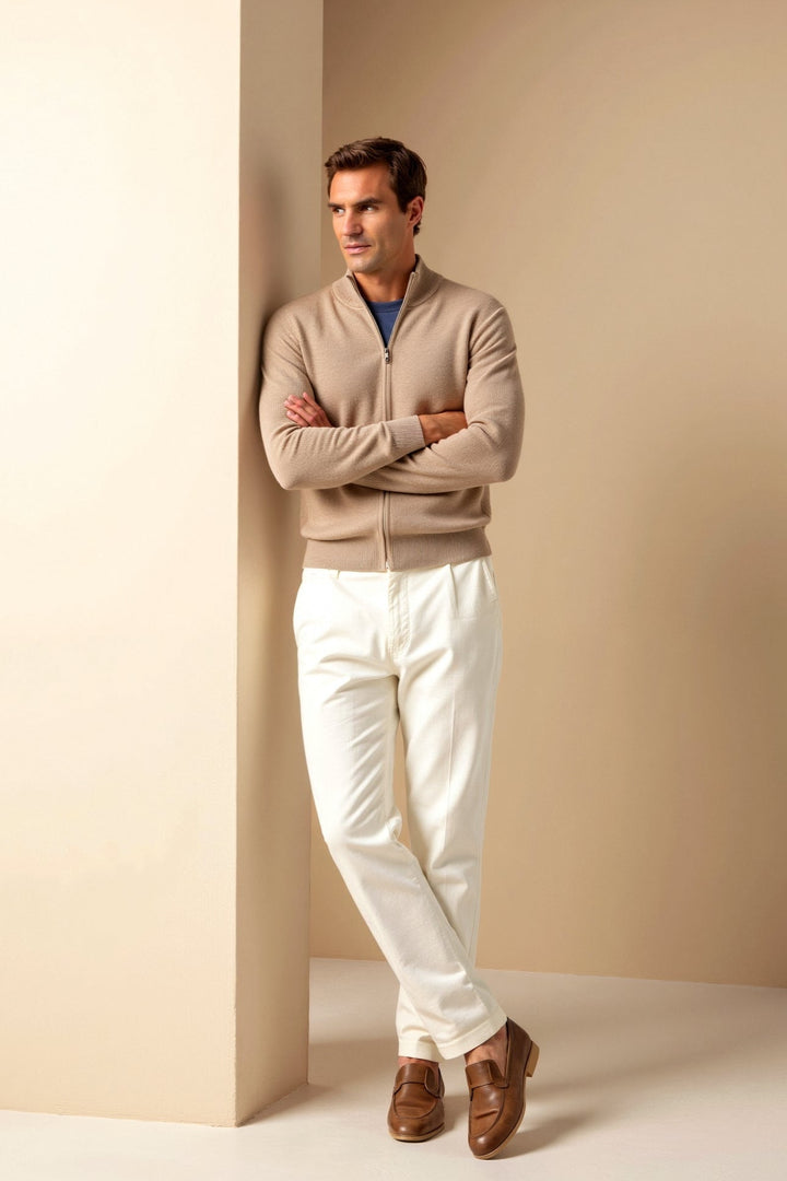 Allround heren slim-fit cardigan met ritssluiting, elegant, comfortabel en geschikt voor diverse seizoenen en stijlen.