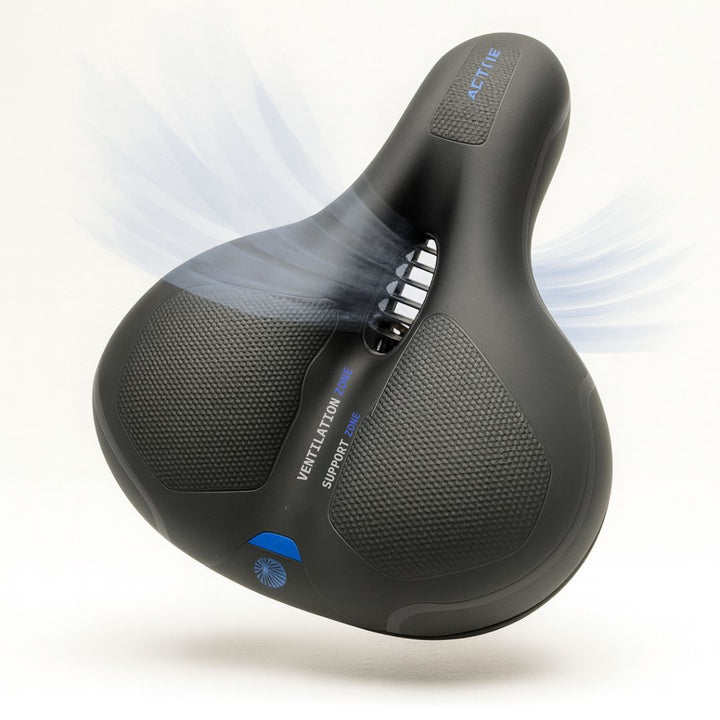 Ergonomisch comfort fietszadel voor heren & dames, met schokabsorberende vering tegen zadelpijn.