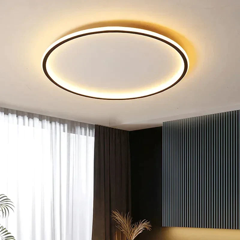 Scandinavische ronde LED plafondlamp, modern design voor woonkamer.