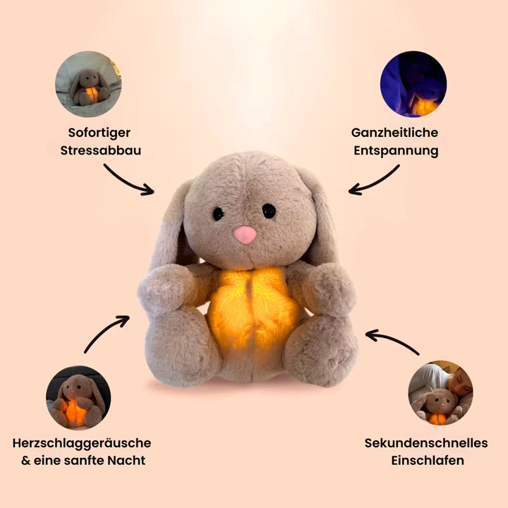 Schattig pluche konijn met ademfunctie. Kalmerende beweging voor comfort en als slaaphulp.