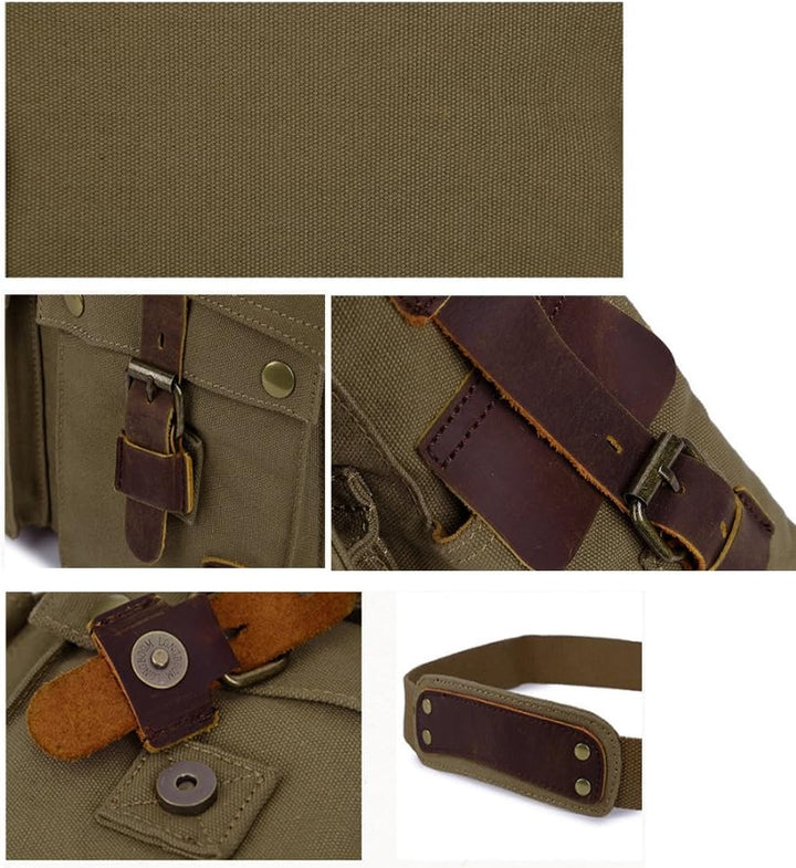 Detail van de duurzame heren schoudertas met sterke sluitingen. Beschermt je laptop stijlvol en effectief.