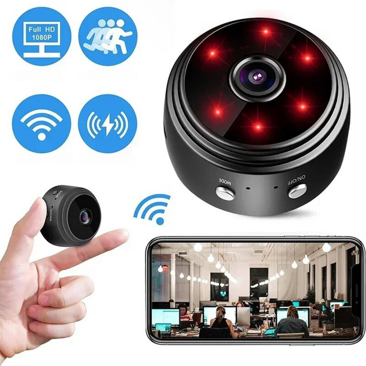 1080p HD camera met nachtzicht en bewegingsdetectie, een compacte en draadloze oplossing voor veiligheid.