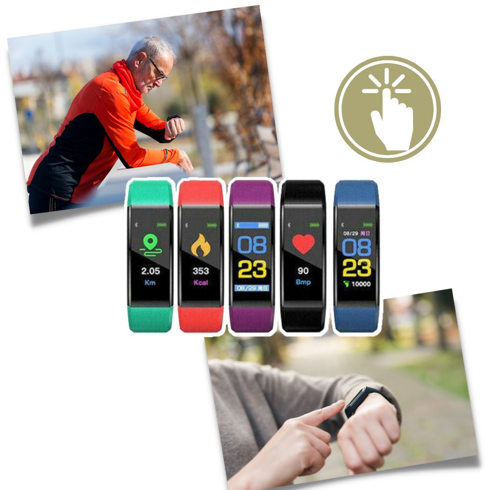 Waterproof smartwatch voor ouderen, activity tracker voor dagelijkse stappen en sport. Comfortabel en duurzaam.