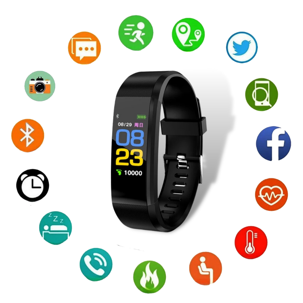 Comfortabele senioren smartwatch met hartslag, stappenteller en slaapanalyse. Draagbare technologie voor elke dag.