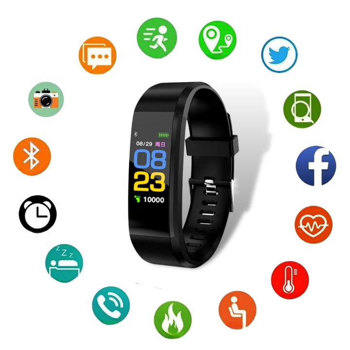 Comfortabele senioren smartwatch met hartslag, stappenteller en slaapanalyse. Draagbare technologie voor elke dag.