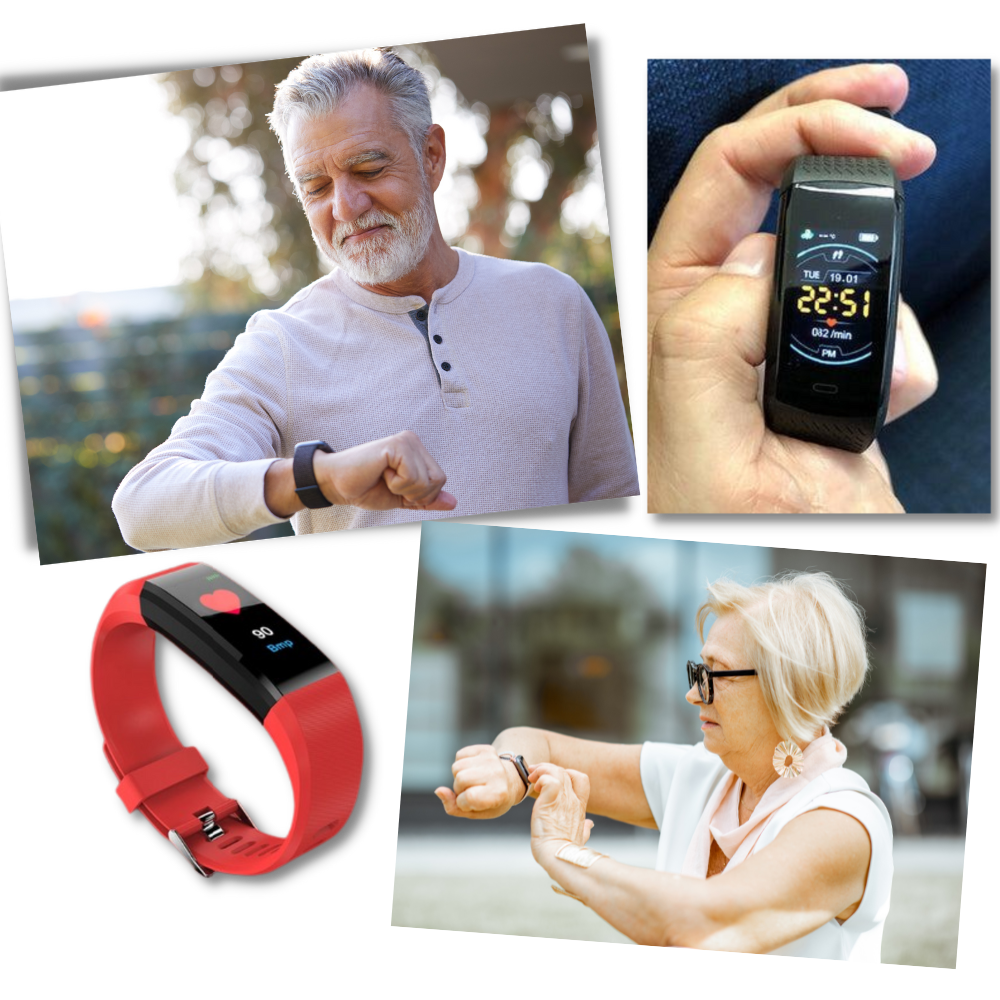 Smartwatch ouderen: hartslagmeter, bloeddrukmeter en slaapmonitor. Compleet gezondheidshorloge voor senioren.