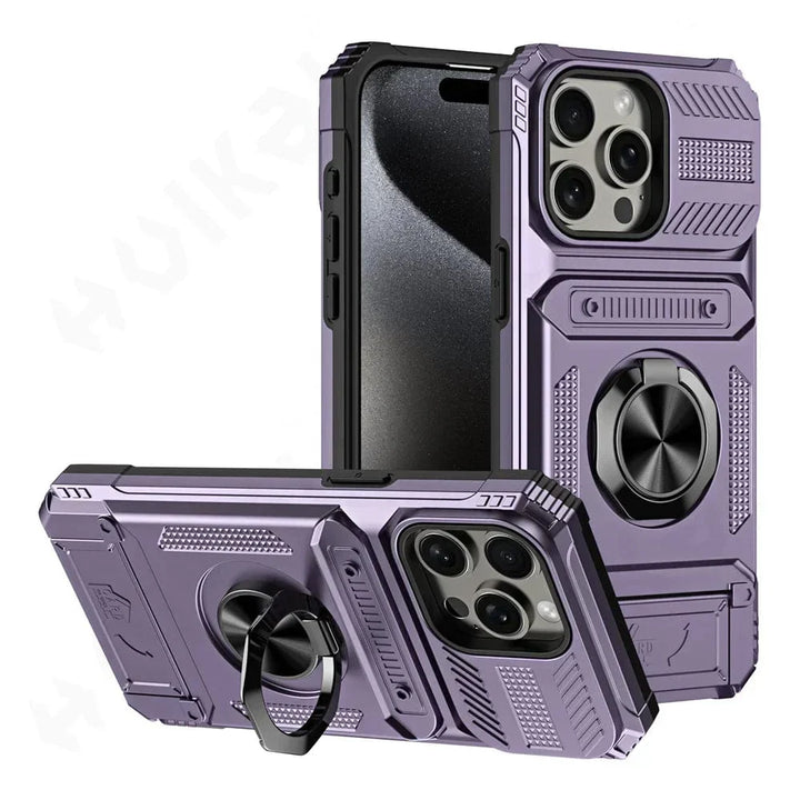 Schokbestendig iPhone hoesje met kaarthouder & magneetring voor iPhone 15.