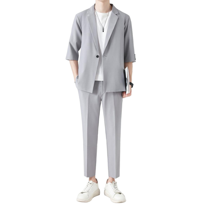 Zwarte heren smart casual set; stijlvolle tweedelige outfit voor een moderne look.