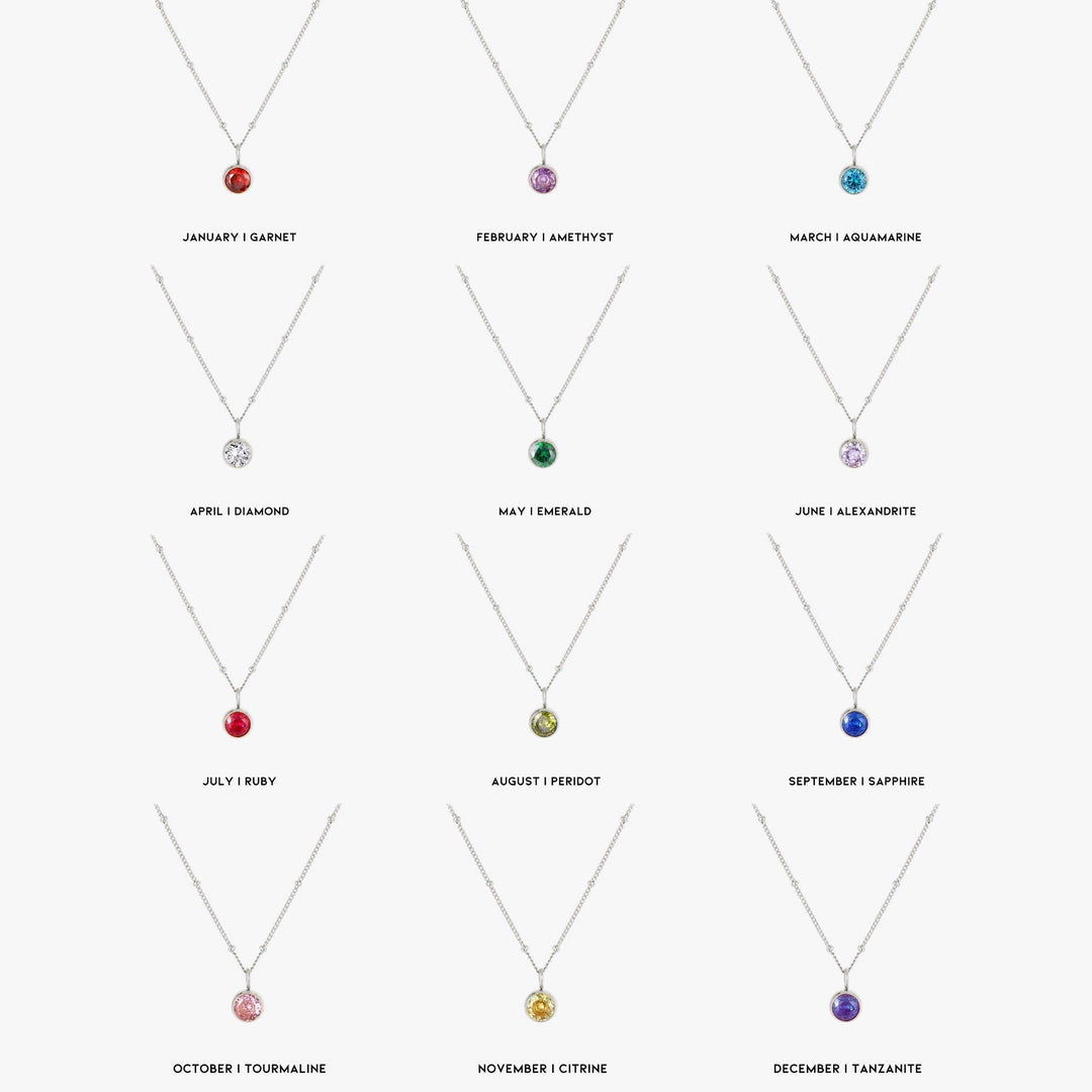 Verfijnde geboortesteen ketting Aurora in goud, met unieke edelsteen; een betekenisvol dames symbool.