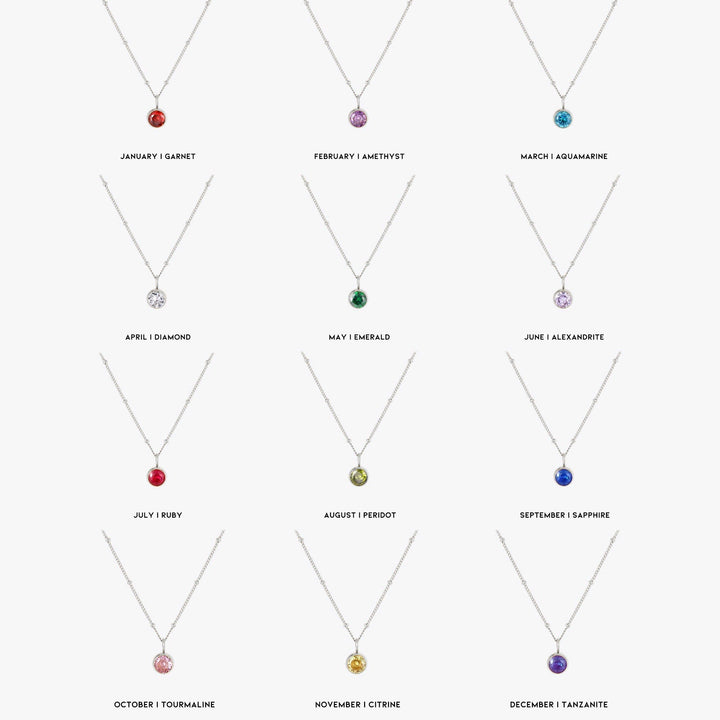 Verfijnde geboortesteen ketting Aurora in goud, met unieke edelsteen; een betekenisvol dames symbool.