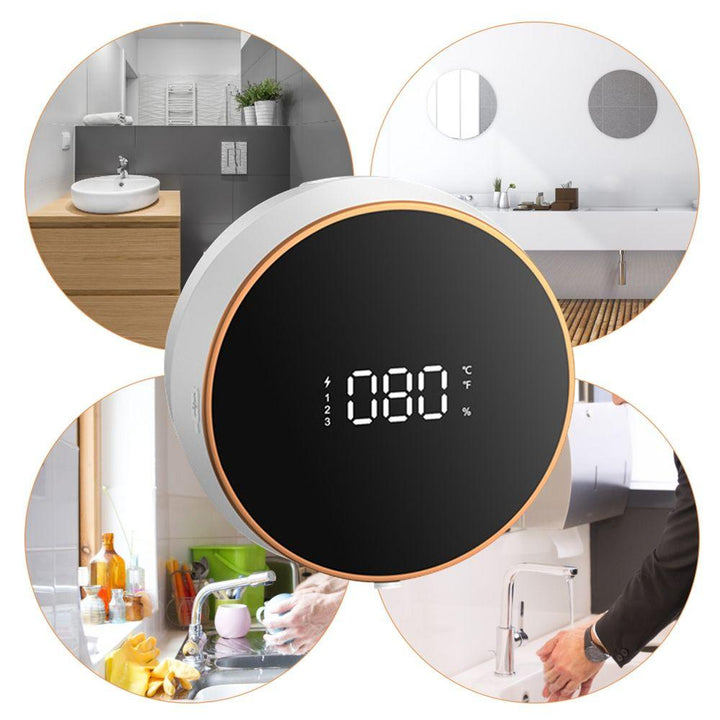 Luxe automatische zeepdispenser voor contactloze hygiëne, ideaal voor badkamer en keuken, met sensor.
