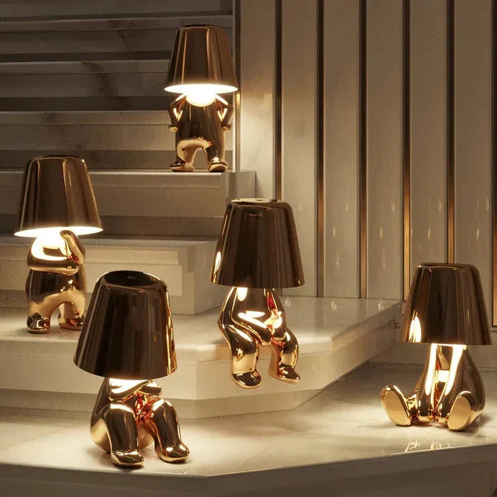 Warm licht LED tafellamp, draadloos, dimbaar en decoratief. USB oplaadbaar en sfeervol.