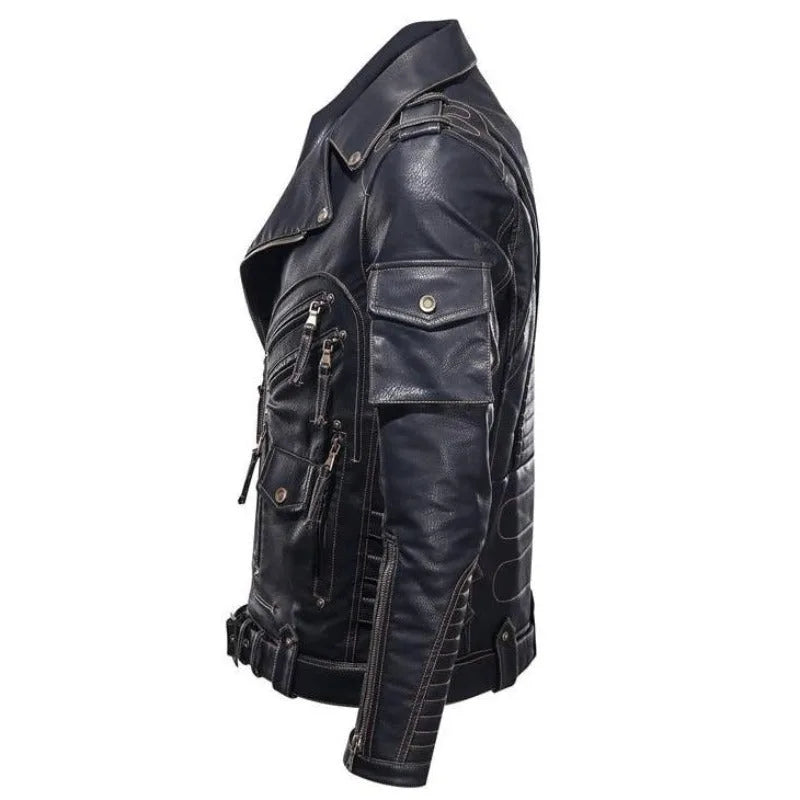 Stijlvolle zwarte heren regular fit jas met rits en chique ceintuur. Comfortabel voor een smartcasual outfit.