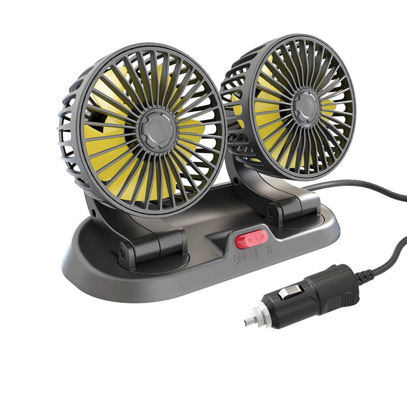 Handig voertuig accessoire: universele dubbele auto ventilator (12V/24V) voor constante frisse lucht.