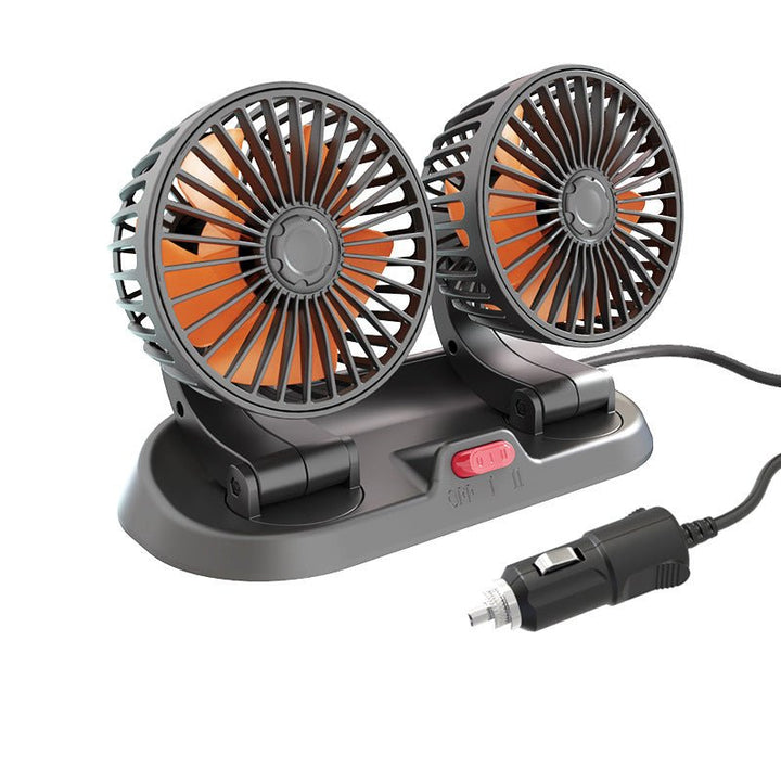 Universele dubbele auto ventilator voor 12V/24V voertuigen. Ideaal voor autokoeling en frisse lucht onderweg.