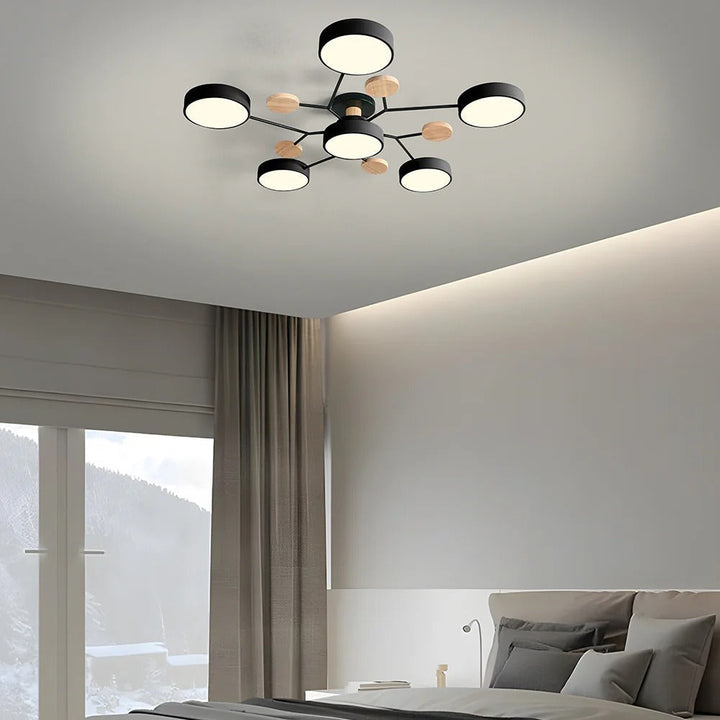 Woonkamer verlichting: sfeervolle Halo LED-plafondlamp met aanpasbare lichtkleur.