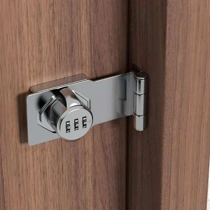 "Sleutelloos combinatieslot voor thuis en kantoor, zwart en zilver, met verstelbare code voor kasten en deuren beveiliging."