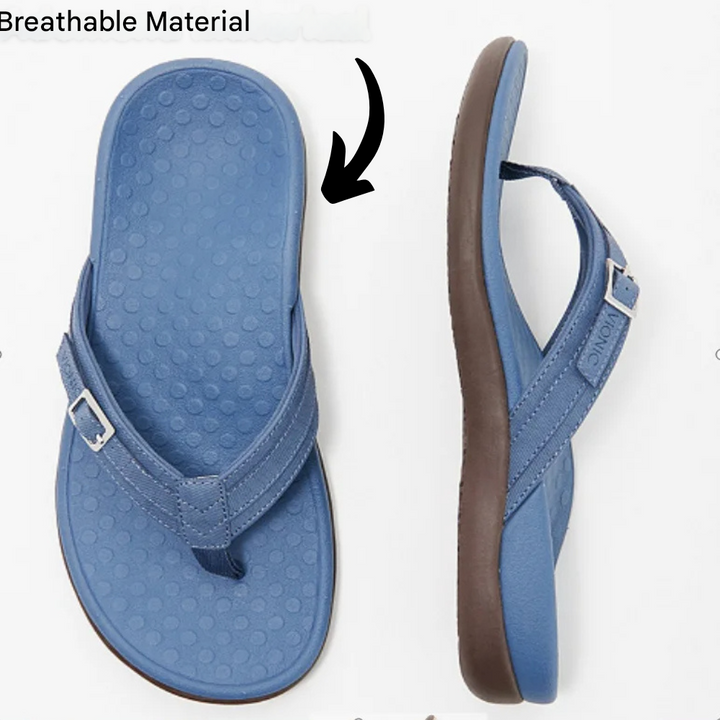 Orthopedische dames teenslippers Noor, met comfortabele voetboogsteun en slipvaste eigenschappen voor de zomer.