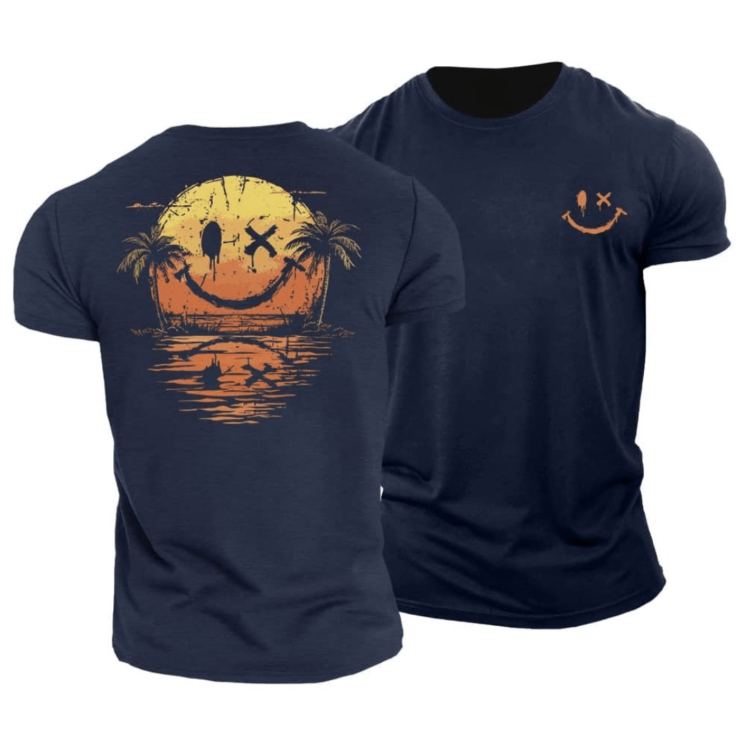 Comfortabel heren T-shirt met korte mouwen en smiley. Perfect voor een relaxte, casual zomerse look.