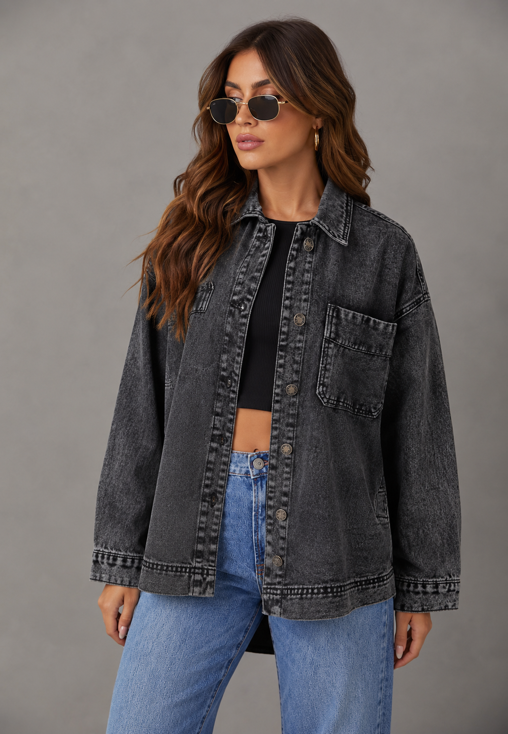Stijlvol casual damesoverhemd met lange mouwen en borstzak, trendy en comfortabel voor elke dag.