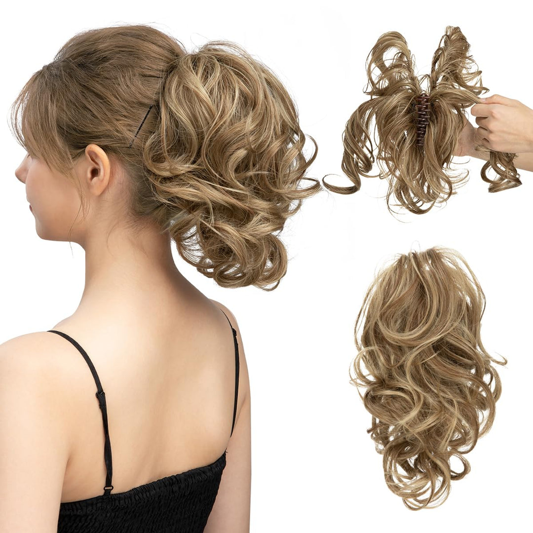 Krullende paardenstaart hairextension van synthetisch haar voor dames; voegt volume en lengte toe voor een snelle, stijlvolle look.