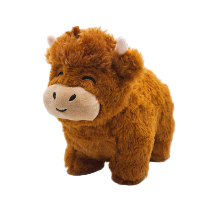 Deze zachte hooglandkoe pluche knuffel is een aaibaar knuffeldier voor jong en oud, perfect als cadeau.