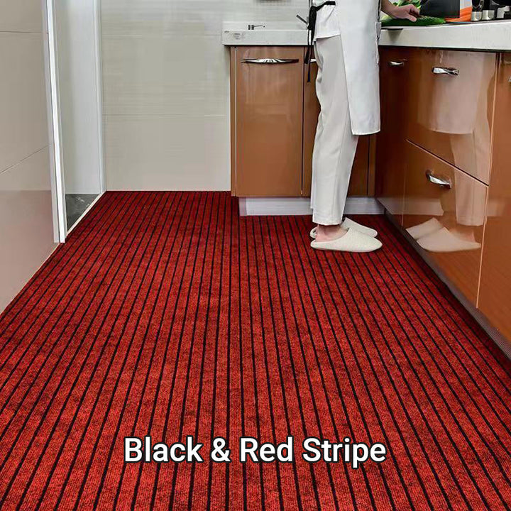Elegant antislip halmat met strepen, verrijkt interieur en biedt veiligheid. Duurzaam & wasbaar vloerkleed.