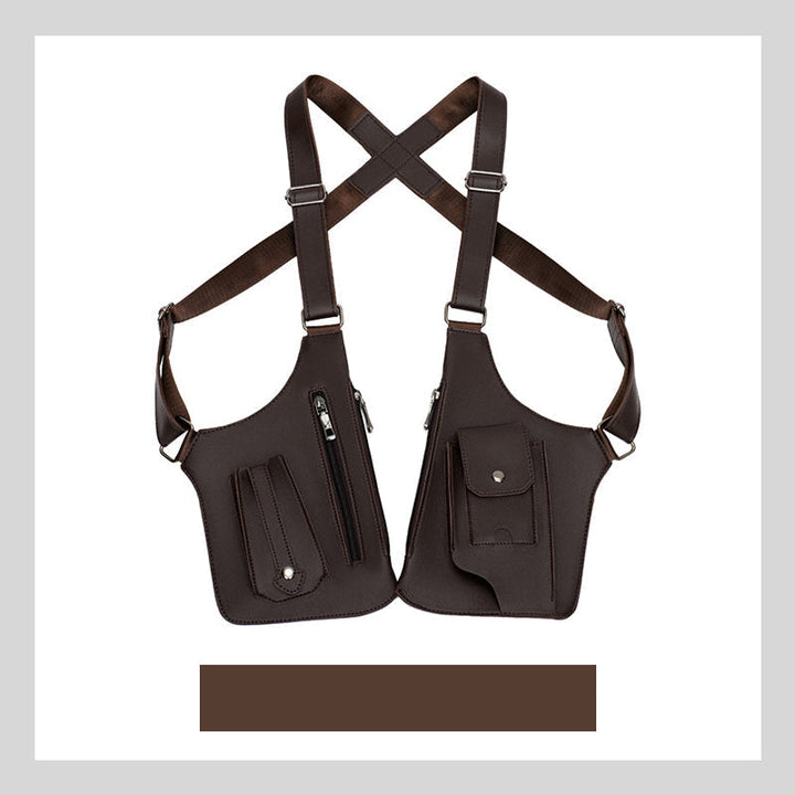 Elegante zwarte ShadowCarry Pro heren schoudertas van PU leer met veilige ritsen en design.