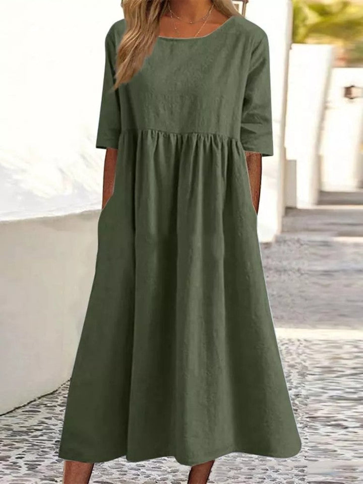Elegante maxi jurk van linnen voor dames, perfect als zomerjurk of veelzijdige strandoutfit.