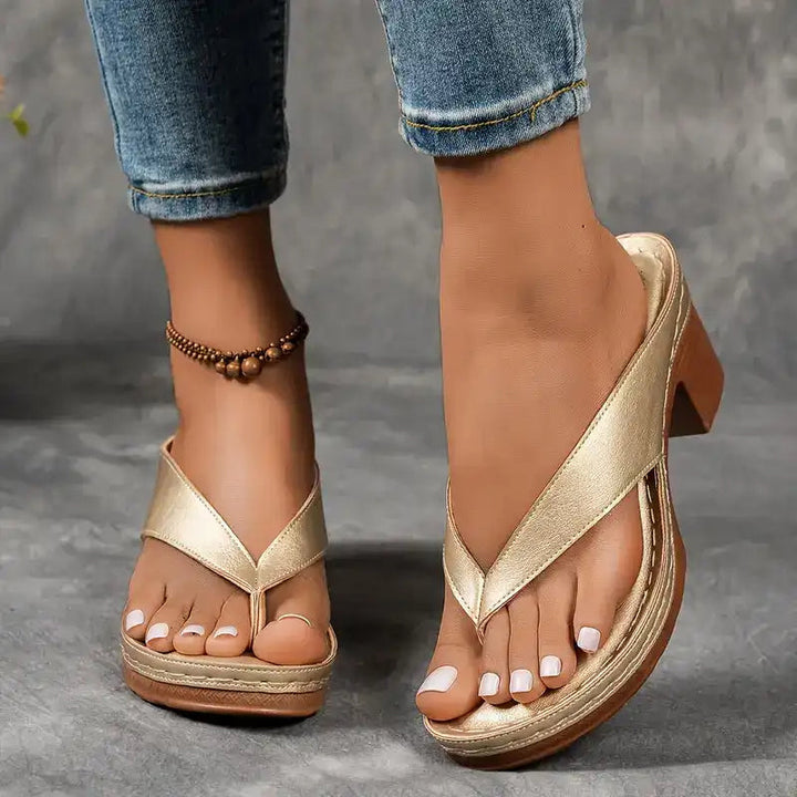 Visconte dames sandalen met hoge hak, orthopedisch voetbed voor brede maten, ultiem comfort.