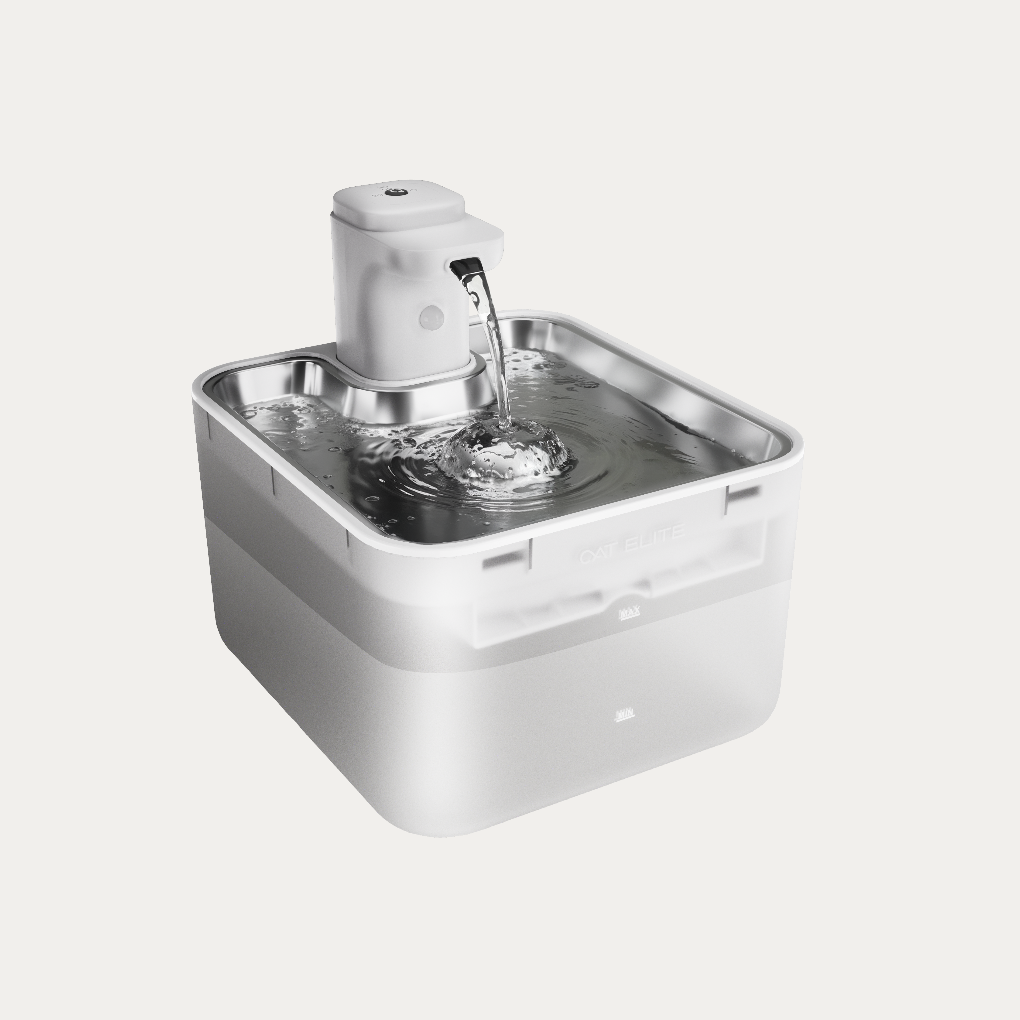 Stijlvolle kattenfontein mvb26 met uniek golfontwerp voor schone waterbak en optimale kattengezondheid.