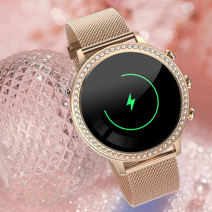 "Stijlvol SmartPulse gezondheidsmonitor horloge met touchscreen en verstelbare band, rosé goud afwerking, IP68 waterbestendig