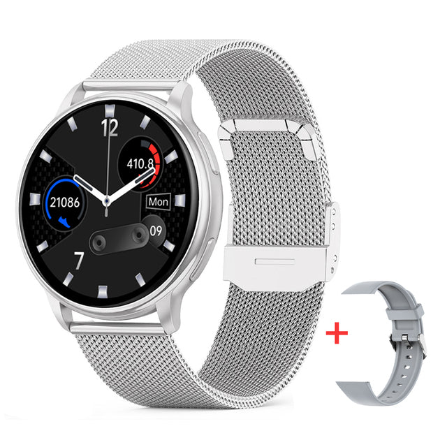 "Stijlvol SmartPulse gezondheidsmonitor horloge met touchscreen en verstelbare band, rosé goud afwerking, IP68 waterbestendig