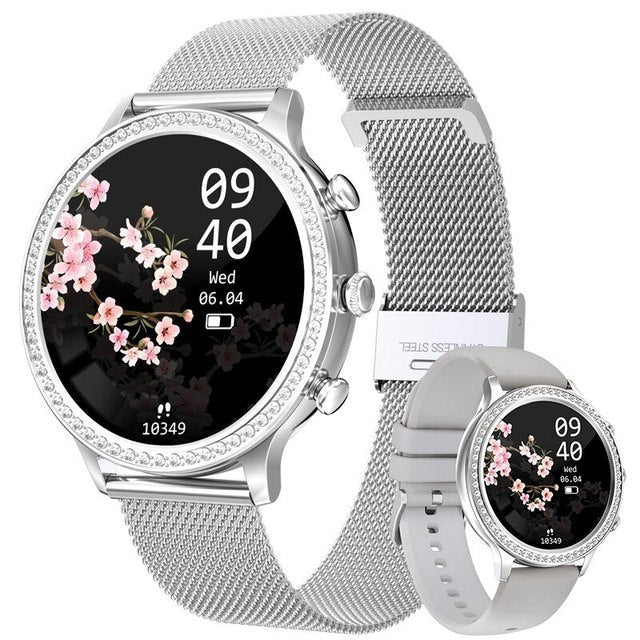 "Stijlvol SmartPulse gezondheidsmonitor horloge met touchscreen en verstelbare band, rosé goud afwerking, IP68 waterbestendig